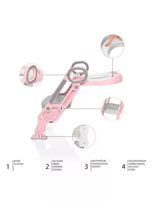 Zopa Lépcsős WC szűkítő - Blush PInk