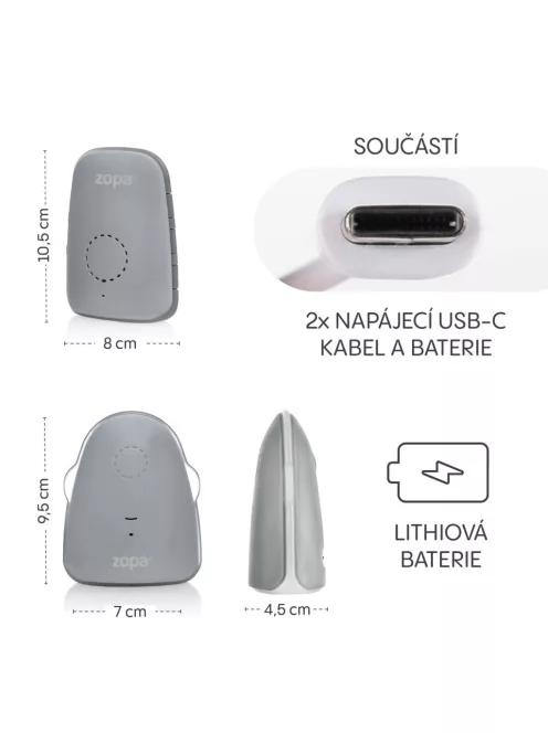 Zopa Watcher digitális bébiőr - Grey