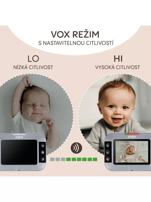 Zopa Static digitális videós bébiőr - Grey
