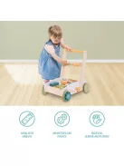 Zopa Fa járássegítő kocsi építőkockákkal - Wood