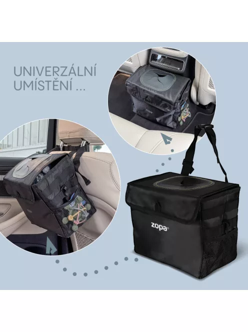 Zopa Vízálló autós hulladékgyűjtő fedéllel - Black