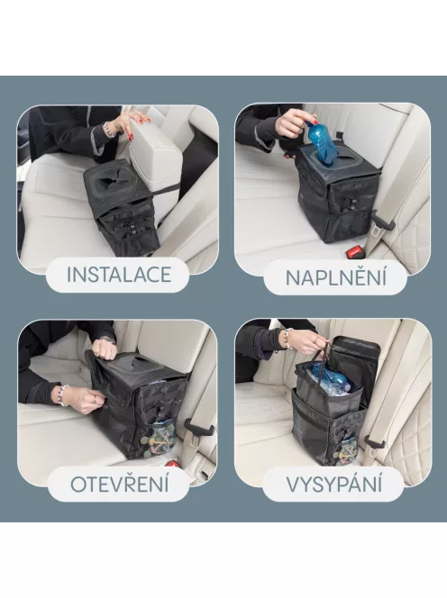 Zopa Vízálló autós hulladékgyűjtő fedéllel - Black