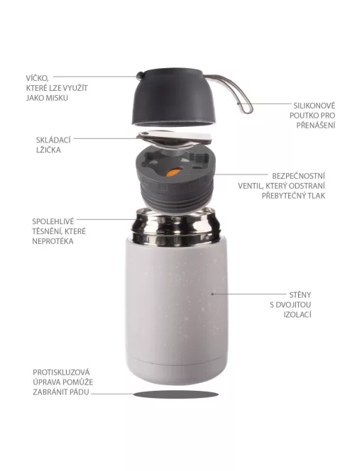 Zopa 620 ml-es ételtermosz szilikon tartóval - Stars