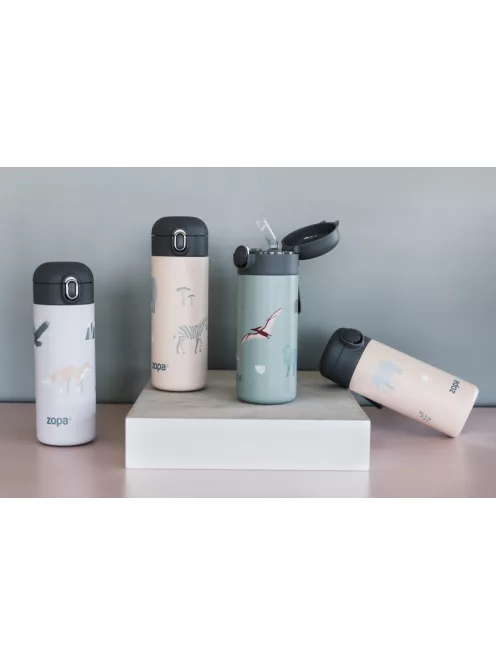 Zopa 350 ml-es termosz szívószállal és szilikon fogantyúval - Cookie beige