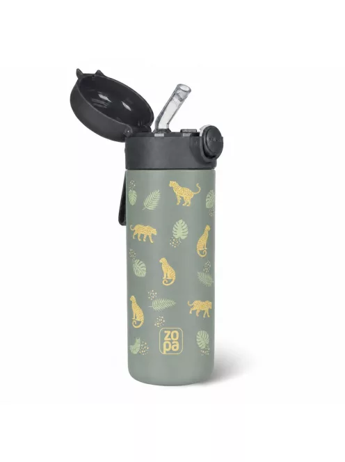 Zopa 350 ml-es termosz szívószállal és szilikon fogantyúval Wild Gepard