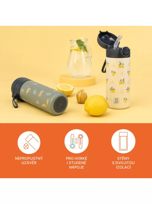 Zopa 350 ml-es termosz szívószállal és szilikon fogantyúval Wild Gepard
