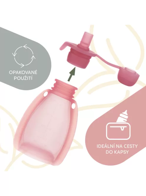 Zopa Szilikon újratölthető bébiétel tasak - Transparent Pink