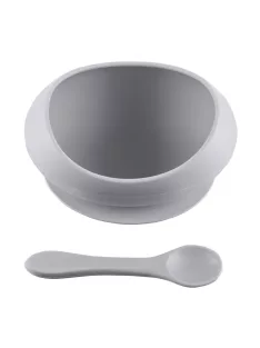   Zopa Szilikon tál tapadókoronggal és kanállal - Dove Grey