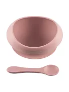Zopa Szilikon tál tapadókoronggal és kanállal - Old Pink