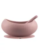 Zopa Szilikon tál tapadókoronggal és kanállal - Old Pink