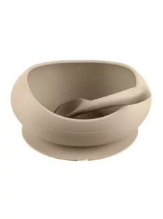   Zopa Szilikon tál tapadókoronggal és kanállal - Sand Beige