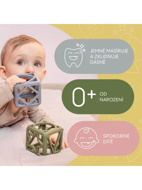 Zopa Szilikon rágóka Négyzet - Old Pink