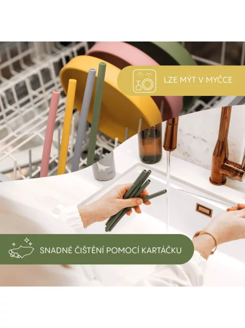 Zopa Szilikon szívószál 4 db - Old Pink