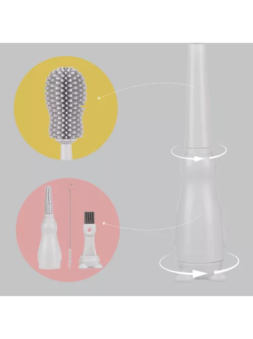 Zopa Szilikon palacktisztító kefe 3az1-ben - Light Grey