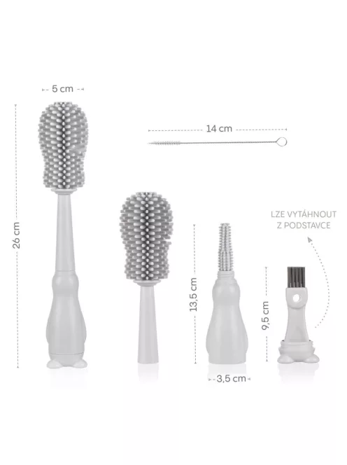 Zopa Szilikon palacktisztító kefe 3az1-ben - Light Grey