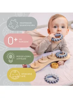 Zopa Szilikon-bambusz kirakó fogaskerekekkel Multicolor