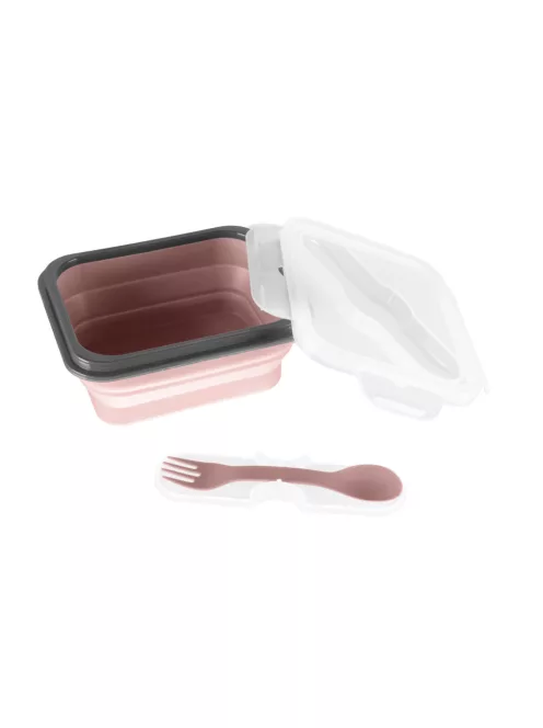 Zopa Szilikon uzsonnásdoboz kis kanállal (kicsi) - Old Pink