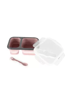 Zopa Szilikon uzsonnásdoboz kanállal (nagy) - Old Pink