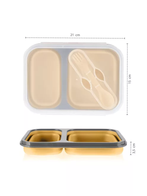 Zopa Szilikon uzsonnásdoboz kanállal (nagy) - Sand Beige