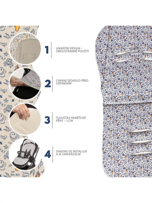 Zopa Memory Foam babakocsi párna Comfort - Emoji Beige