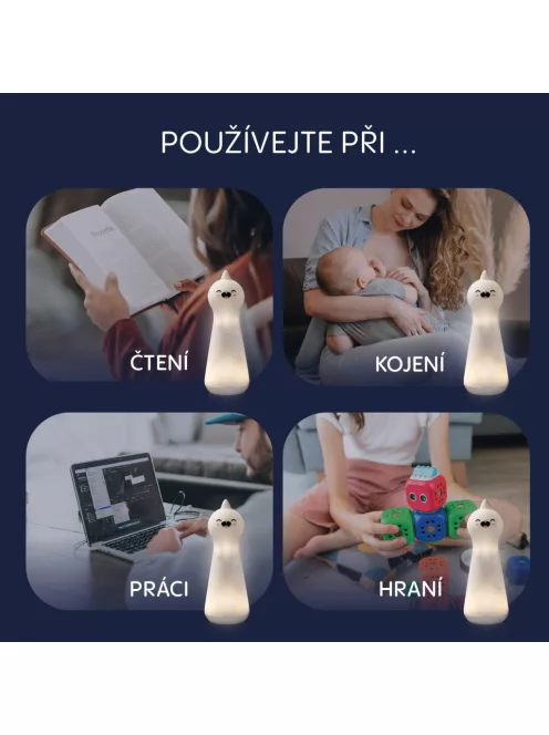 Zopa Szilikon LED éjszakai fény zseblámpa funkcióval - Dino