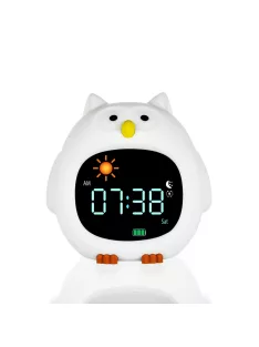   Zopa Szilikon gyermek ébresztőóra éjszakai fénnyel és zenével - Owl
