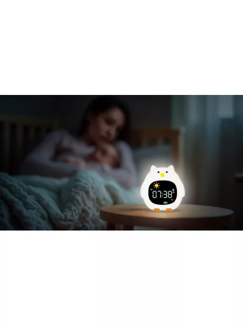 Zopa Szilikon gyermek ébresztőóra éjszakai fénnyel és zenével - Owl