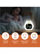 Zopa Szilikon gyermek ébresztőóra éjszakai fénnyel és zenével - Owl