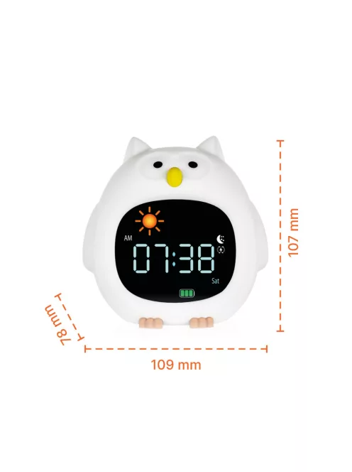 Zopa Szilikon gyermek ébresztőóra éjszakai fénnyel és zenével - Owl