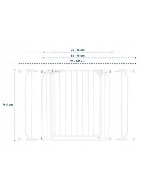 Lionelo Truus Slim biztonsági ajtórács - White (75-105 cm) 2 db toldóval!