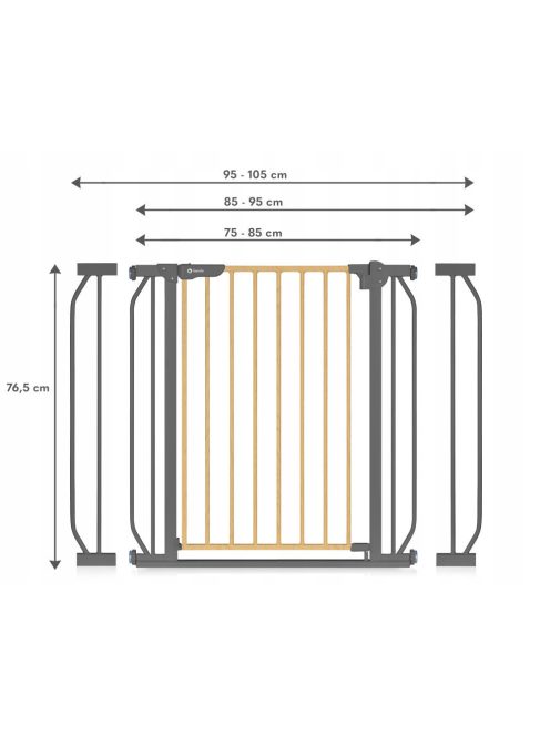 Lionelo Truus Slim biztonsági ajtórács - Grey Graphite (75-105 cm) 2 db toldóval!