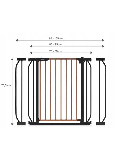 Lionelo Truus Slim biztonsági ajtórács - Carbon Natural (75-105 cm) 2 db toldóval!