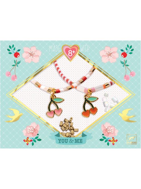 Djeco: Design by Ékszerkészítő készlet - Páros cseresznyék - Tila and Cherries