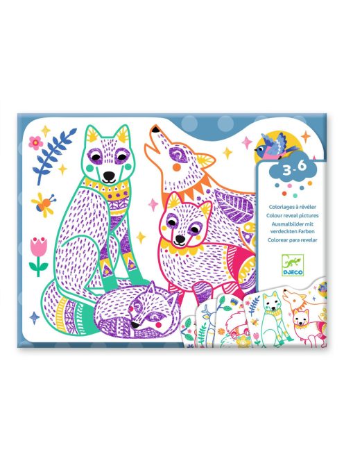 Djeco: Design by Meglepetés színező - Erdei állatcsalád - Forest families