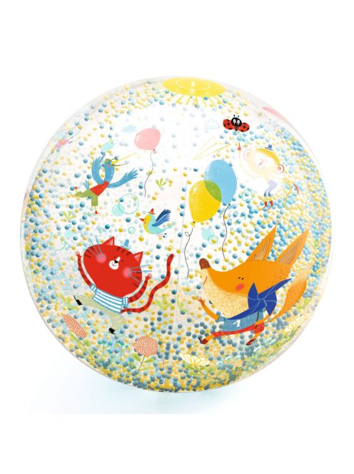 Djeco Felfújható labda, Ø 35 cm - Csörgő zörgő labda - Bubbles ball