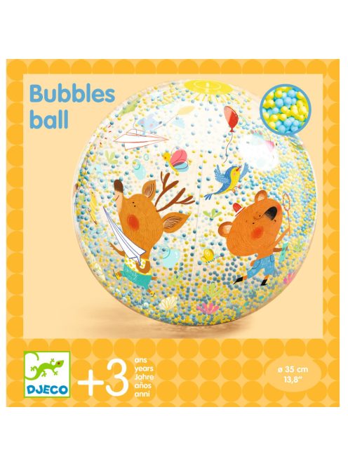 Djeco Felfújható labda, Ø 35 cm - Csörgő zörgő labda - Bubbles ball