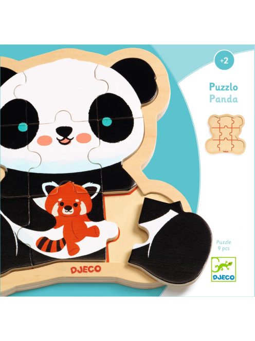 Djeco Fa puzzle, 9 darabos - Panda
