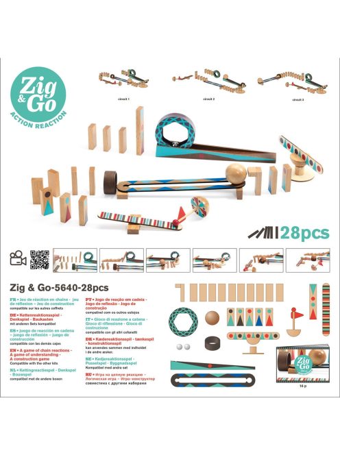 Djeco Építőjáték, Sokasodó, 28 db - Zig & Go