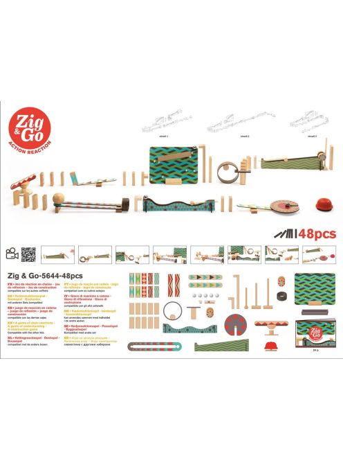 Djeco Építőjáték, Sokasodó, 48 db - Zig & Go 