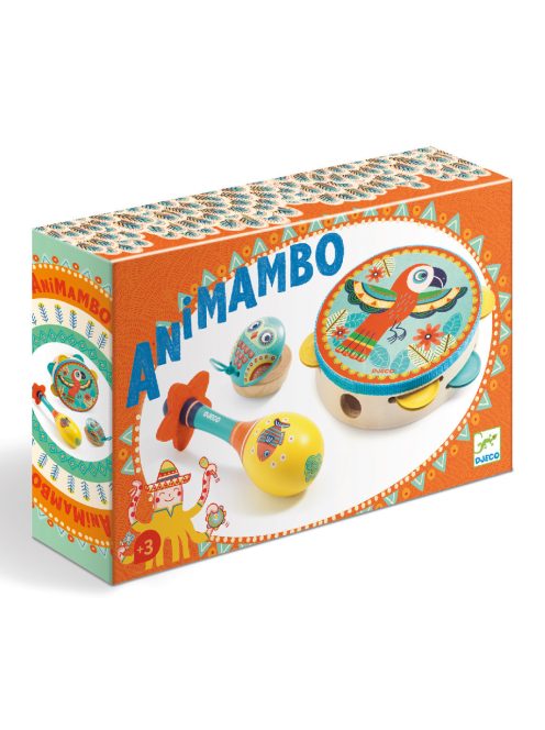 Djeco: Animambo Játékhangszer készlet - Tambourine, maracas, castanet