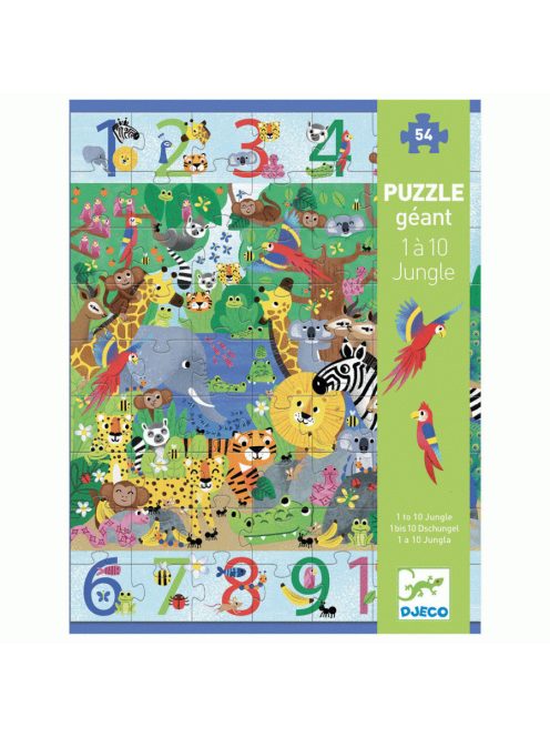 Djeco Megfigyeltető puzzle - Dzsungelben 1-10-ig, 54 db-os - 1 to 10 Jungle