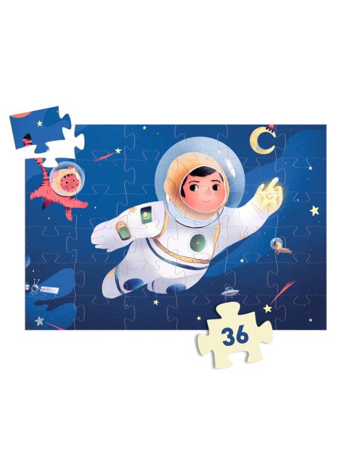 Djeco Formadobozos puzzle - Űrhajós a holdon, 36 db-os - An astronaut on the moon