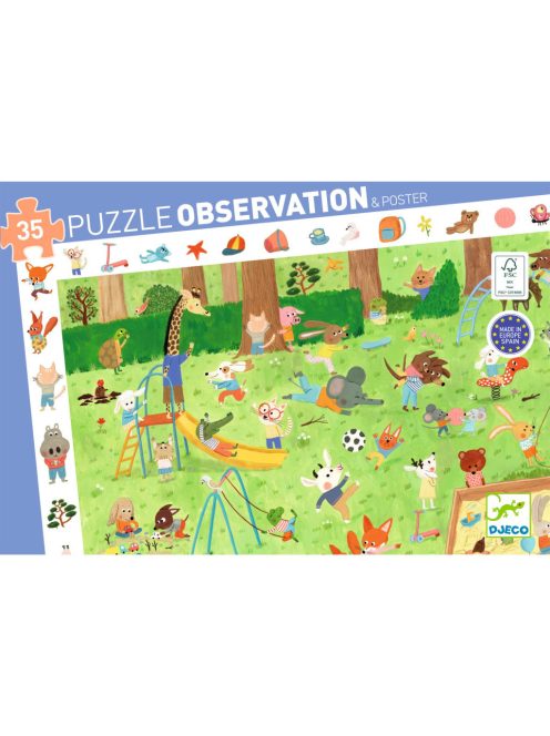 Djeco Megfigyeltető puzzle - Kisbarátok a kertben, 35 db-os - Little friends' garden