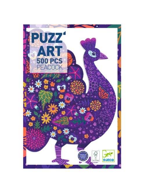 Djeco Művész puzzle - Páva, 500 db-os - Peacock