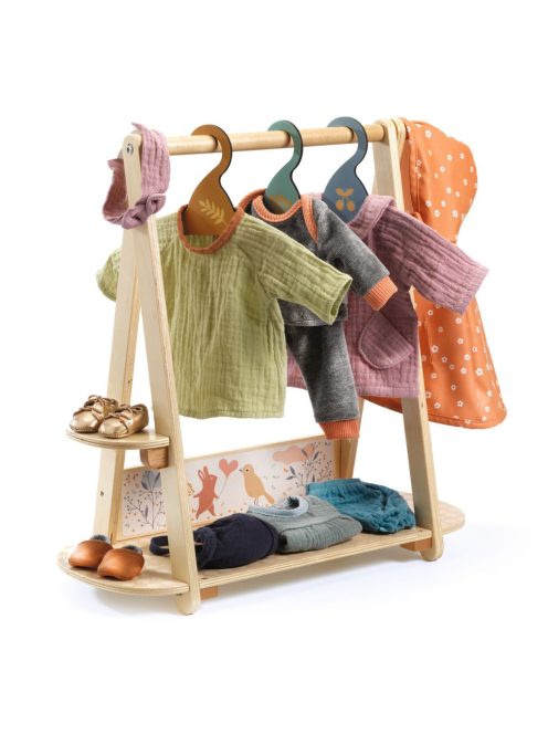 Djeco: Pomea Nagy ruhafogas 3 vállfával - Large clothes rack, 3 hangers