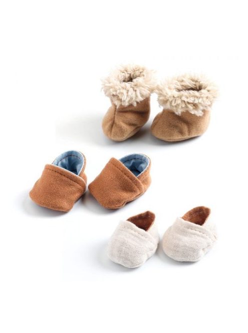 Djeco Játékbaba cipő - 3 pár cipőcske - 3 pairs of slippers