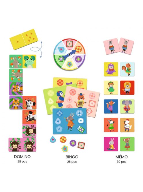 Djeco Társasjáték - Kis barátok bingo, memória, dominó - Little friends