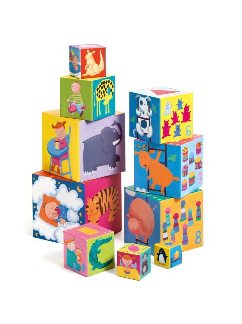 Djeco Toronyépítő kocka - Mulatságos építő - 10 funny blocks