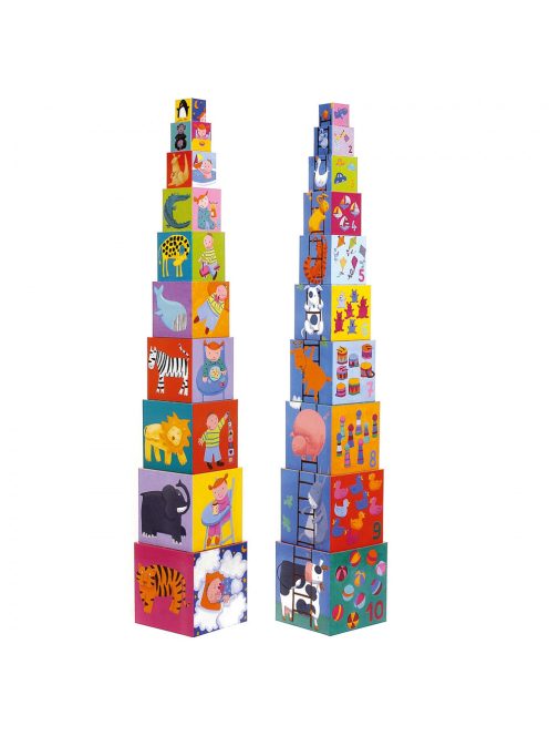 Djeco Toronyépítő kocka - Mulatságos építő - 10 funny blocks
