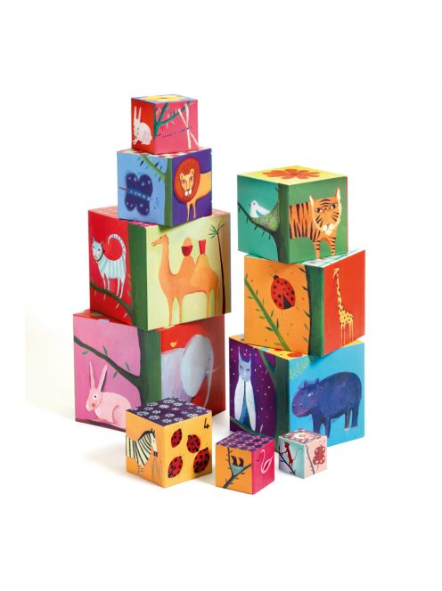 Djeco Toronyépítő kocka - Természet és állatok - 10 nature & animal blocks